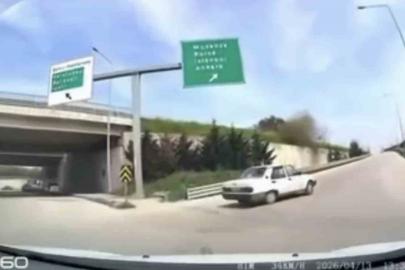 Bursa’da ters yönden giren sürücü kamerada
