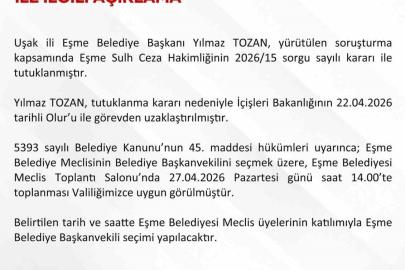 Eşme Belediye Başkanvekili 27 Nisan’da belirlenecek