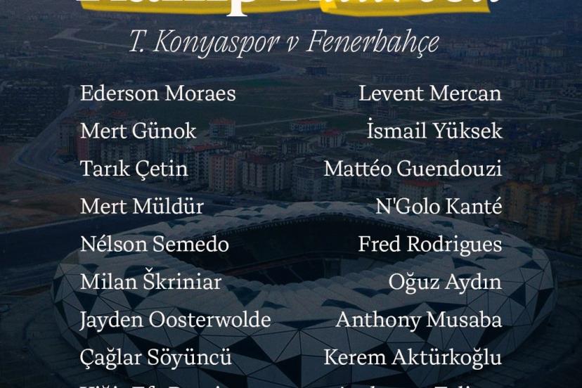 Fenerbahçe’nin Konyaspor maçı kamp kadrosu belli oldu