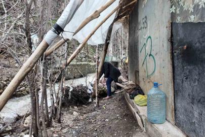 Sel sularından korunmak için odun ve çalılarla önlem aldı