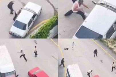 Taşlarla araçlara saldırdılar: Kavga anları kamerada