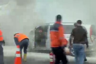 TEM’de minibüs yangını