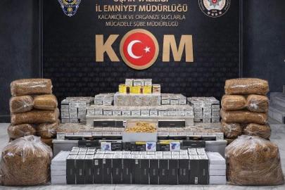 Uşak’ta çok sayıda kaçak makaron ve tütün ele geçirildi