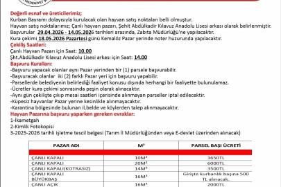 Uşak’ta kurban satış yerleri belli oldu