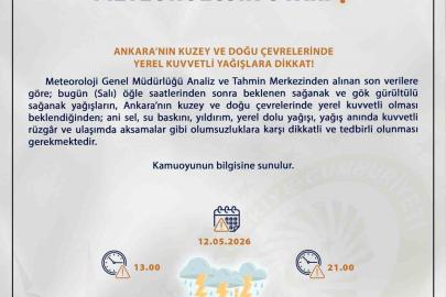 Ankara Valiliğinden kuvvetli yağış uyarısı