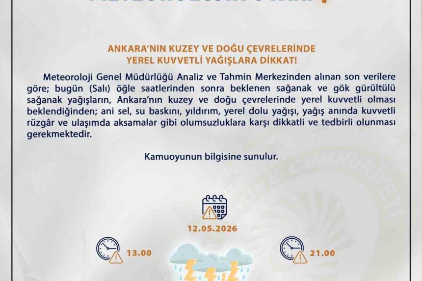 Ankara Valiliğinden kuvvetli yağış uyarısı