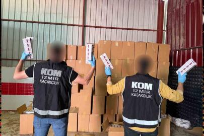 Bornova’da 10 milyon liralık kaçak sigara ve makaron ele geçirildi