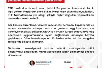 DMM’den maçlarda İstiklal Marşı uygulanması kaldırıldı iddialarına yalanlama