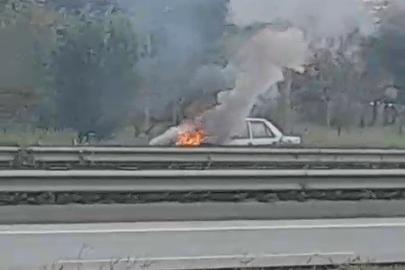 Eskişehir Çevre Yolu’nda bir otomobil alev alev yandı