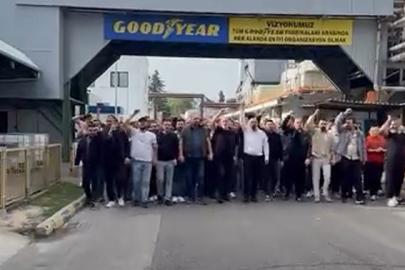 Goodyear fabrikasında vardiya sloganlarla değişti