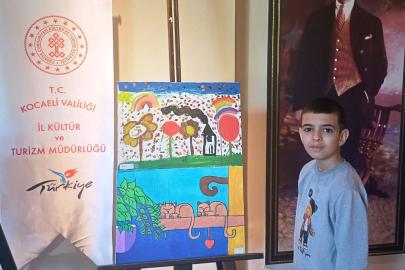 Özel sporcu Salih, resim sergisinde yeteneğini konuşturdu