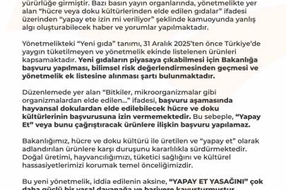 Tarım ve Orman Bakanlığı: "Türkiye sınırları içinde yapay et üretimi ve tüketimi söz konusu değildir"