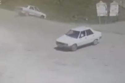 Akaryakıt istasyonunda korkutan kaza: Otomobil şarampole düştü
