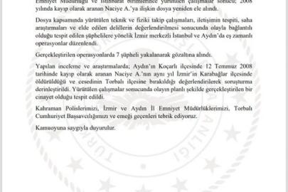 Aydın’daki 18 yıllık kayıp vakasının planlı cinayet olduğu ortaya çıktı: 7 gözaltı