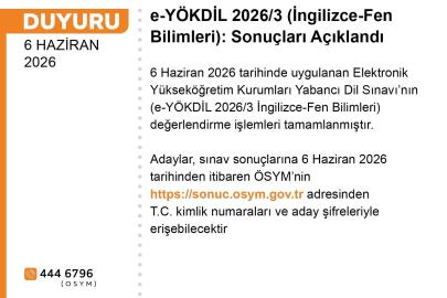 e-YÖKDİL 2026/3 sonuçları açıklandı