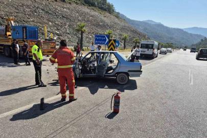 Göcek Tüneli çıkışında sıkışmalı trafik kazası