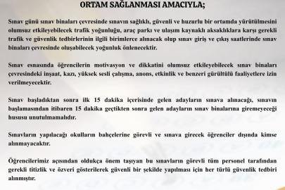 Tekirdağ Valiliği Duyurdu: Sınav saatlerinde gürültülü faaliyetlere yasak