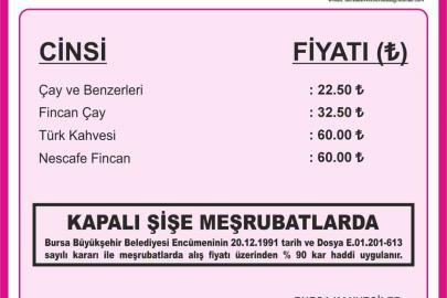 Bursa’da çay ve kahve fiyatlarına yüzde 30 zam