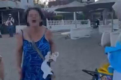İzmir’de plajda sözlü saldırı kameraya yansıdı