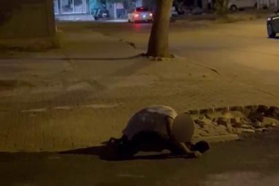 Madde bağımlısı olduğu iddia edilen şahıs sokak ortasında yığılıp kaldı
