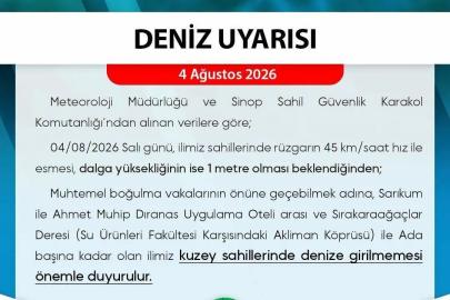 Sinop’ta deniz uyarısı