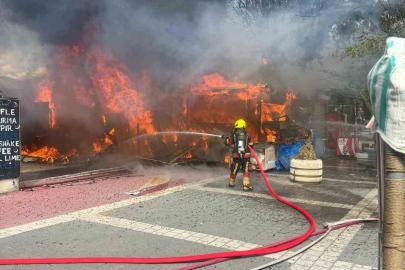 Edremit’te iş yerlerinin bulunduğu bölgede korkutan yangın