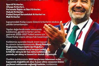 Elazığspor 3 puan silme cezasından kurtuldu