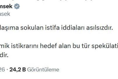 Hazine ve Maliye Bakanı Şimşek: "Şahsımla ilgili istifa iddiaları asılsızdır"