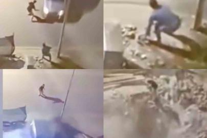 Kavga ettiği şahsa araçla çarpıp çukura uçtu: O anlar kamerada