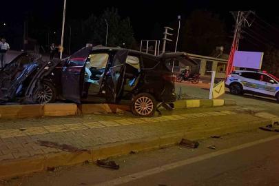 Kontrolden çıkan araç karşı şeride uçtu, sürücü yaralandı