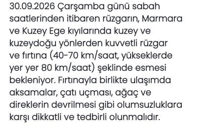 Meteoroloji açıkladı: Marmara ve Kuzey Ege’de fırtına bekleniyor