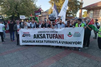 Bursa’da Filistin’e destek yürüyüşü düzenlendi