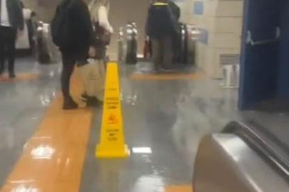 Hacıosman metro durağını su bastı: Tavandan akan suları görenler şaşırdı