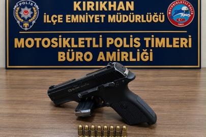 Kırıkhan’da ruhsatsız tabanca ve fişek ele geçirildi