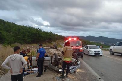 Yayladağı’nda takla atan otomobilin sürücüsü yaralandı