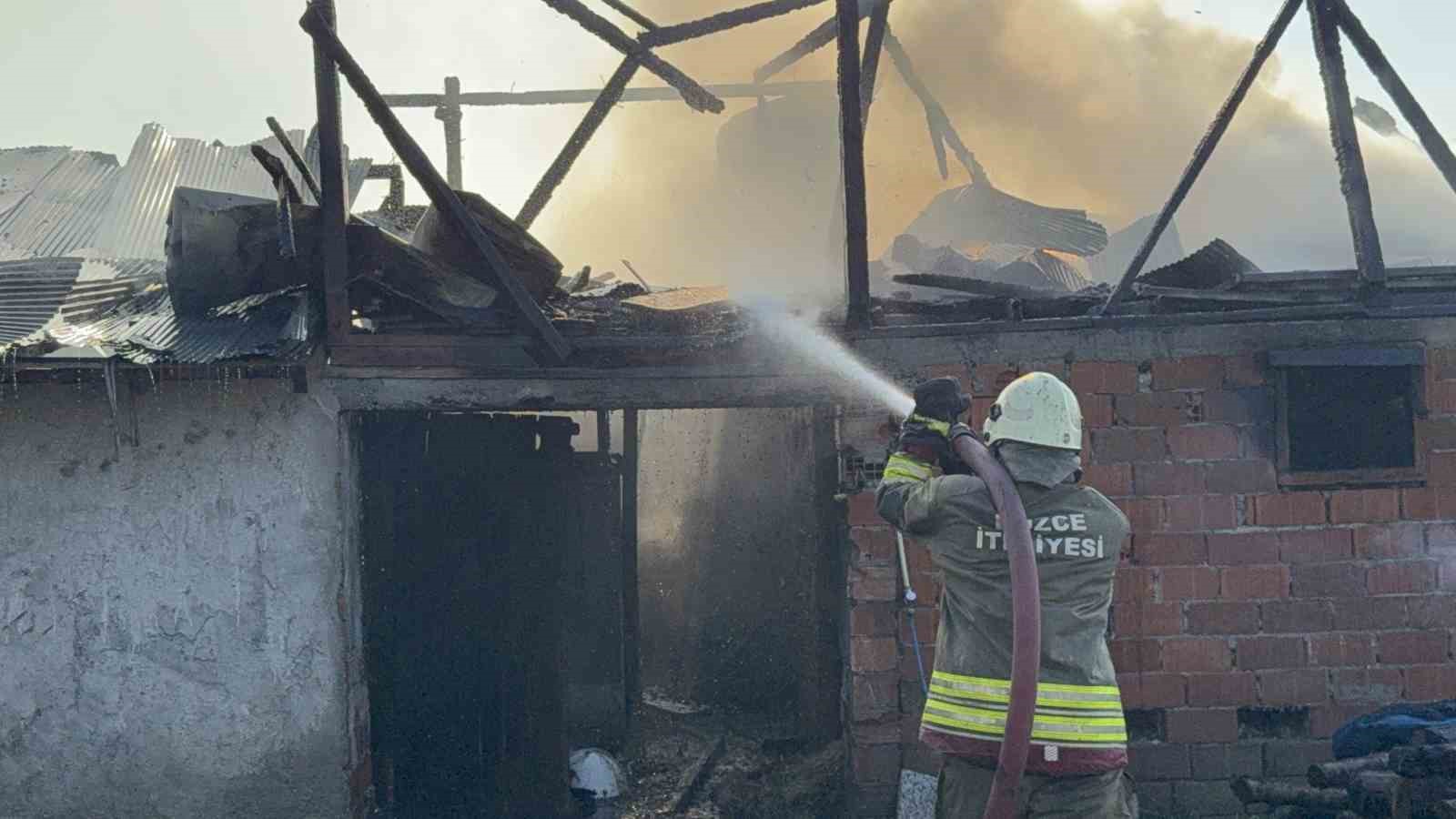 Samanlık yangınında itfaiye eri alevlere böyle müdahale etti