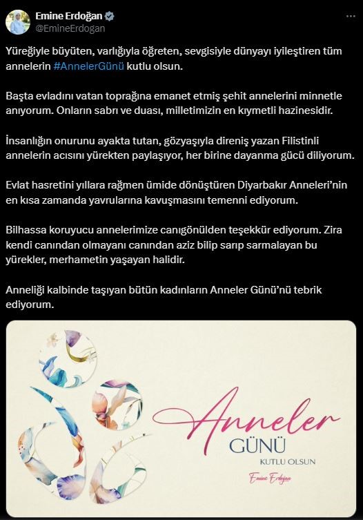 Emine Erdoğan’dan Anneler Günü mesajı