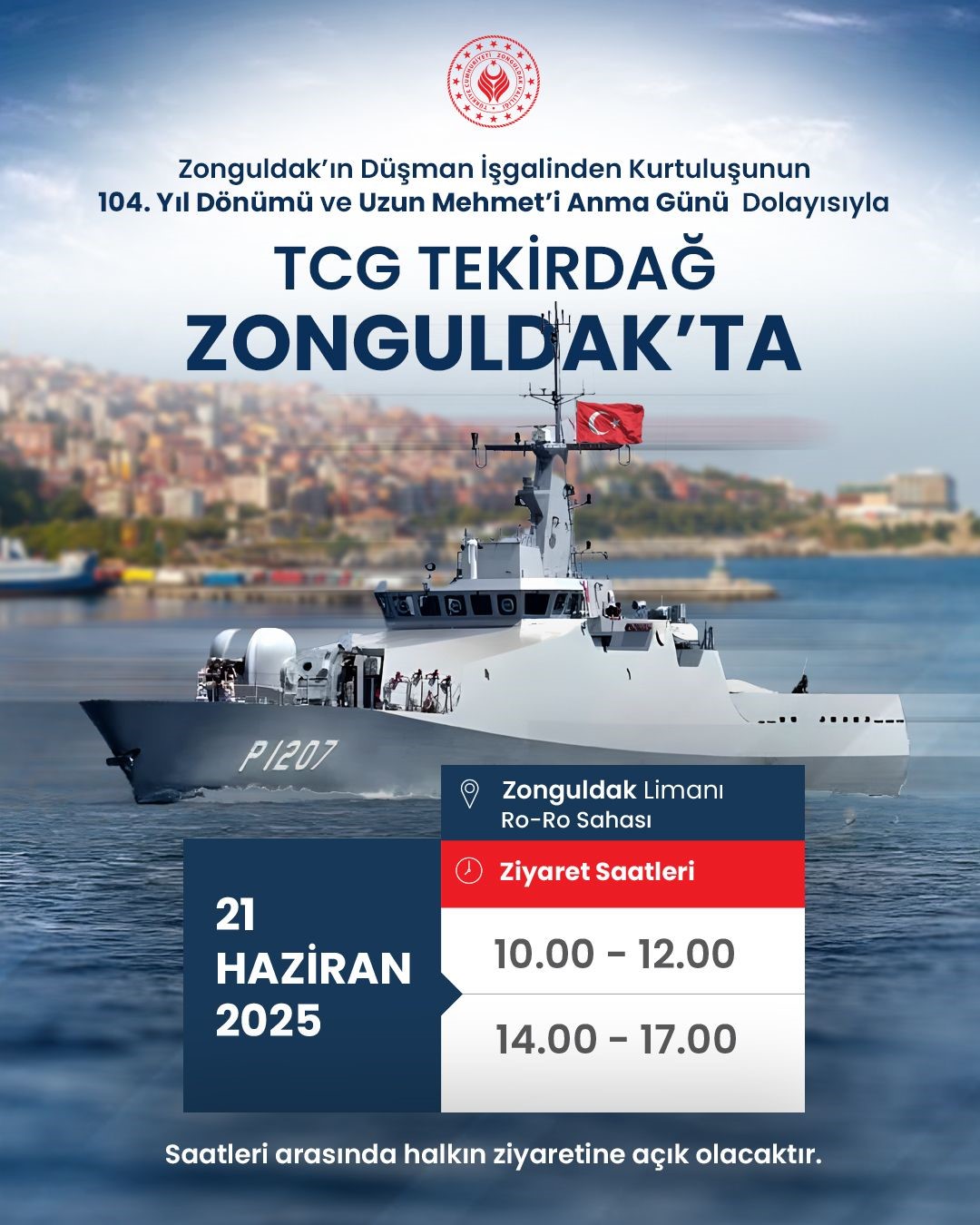 Zonguldak’ta askeri gemi ve sahil güvenlik botu halkın ziyaretine açılacak