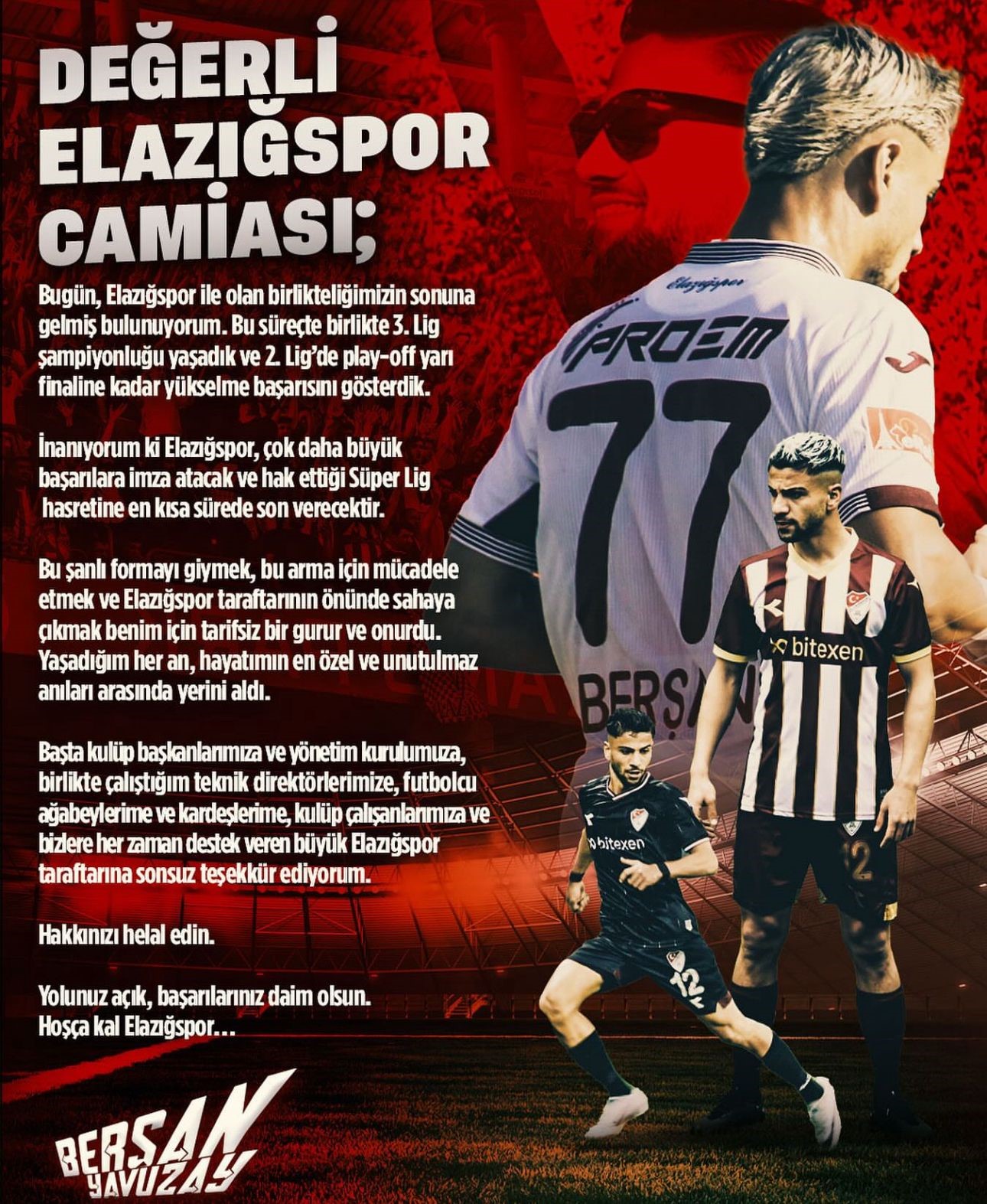 Berşan Yavuzay, Elazığspor’a veda etti