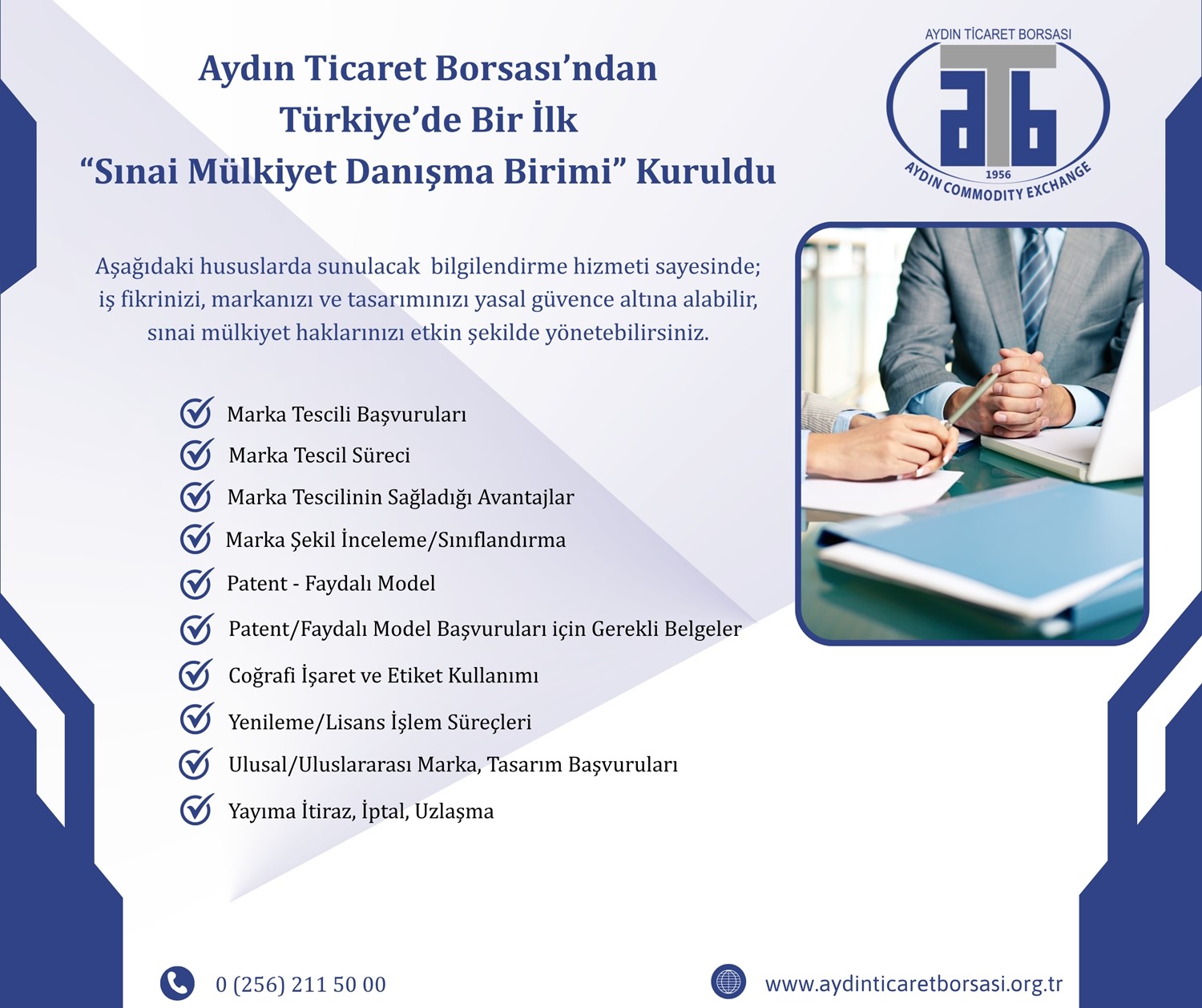 Aydın Ticaret Borsası Sınai Mülkiyet Danışma Birimi hizmete açıldı