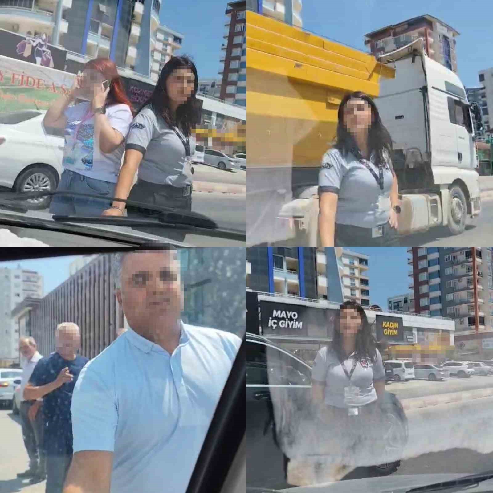 Hastanenin güvenlikçileri, hatalı park ettiğini ileri sürdükleri aracın önünü kesti