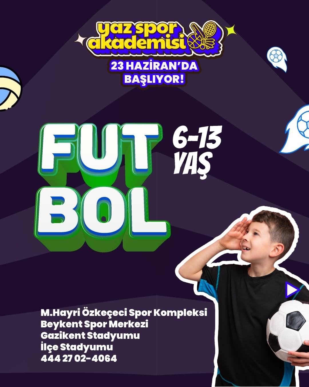 Şehitkamil yaz spor akademisi başlıyor