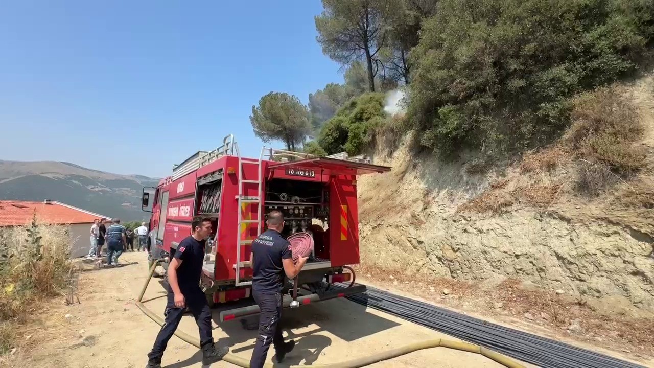 Gemlik’te çamlık alanda çıkan yangın kısa sürede söndürüldü