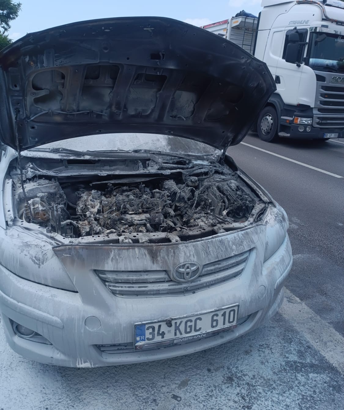 Otoyolda yangın paniği