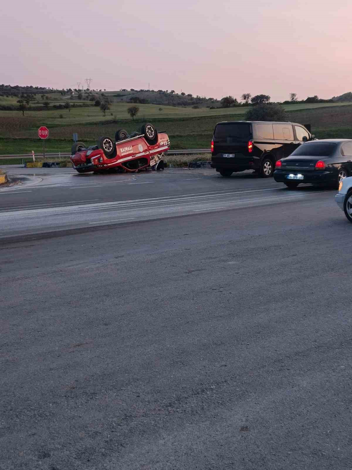 Ankara’da kontrolden çıkan itfaiye aracı takla attı