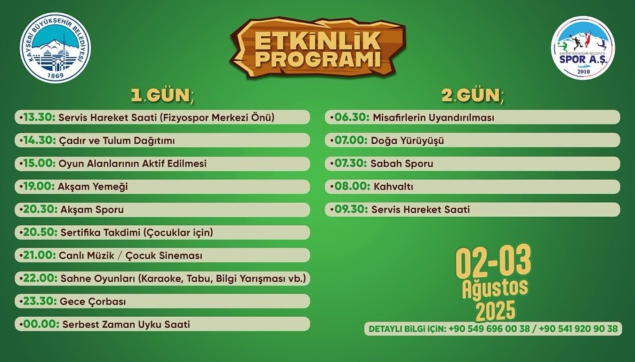 Kayserililer, sıcak yaz günlerinde doğa kampı ile nefes alıyor