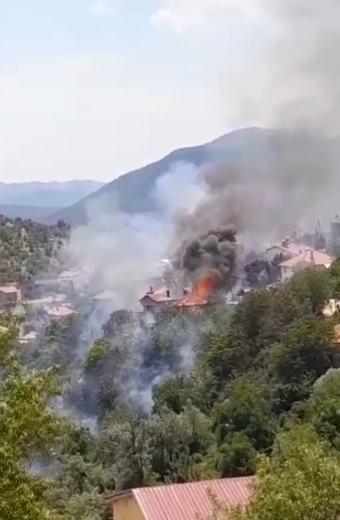 Anızda çıkan yangın asırlık düğmeli evleri küle döndürdü