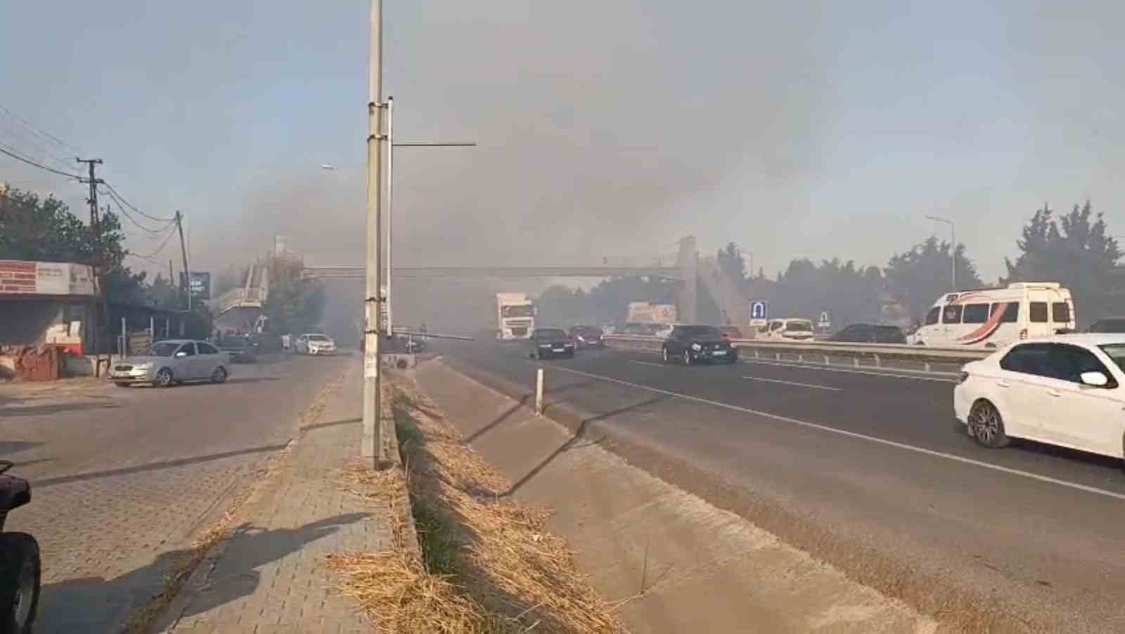 Yol kenarına atıdığı iddia edilen izmarit yangın çıkardı: Tekirdağ-İstanbul yolu dumanlarla kaplandı