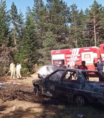 Kastamonu’da otomobilde çıkan yangın ormana sıçradı