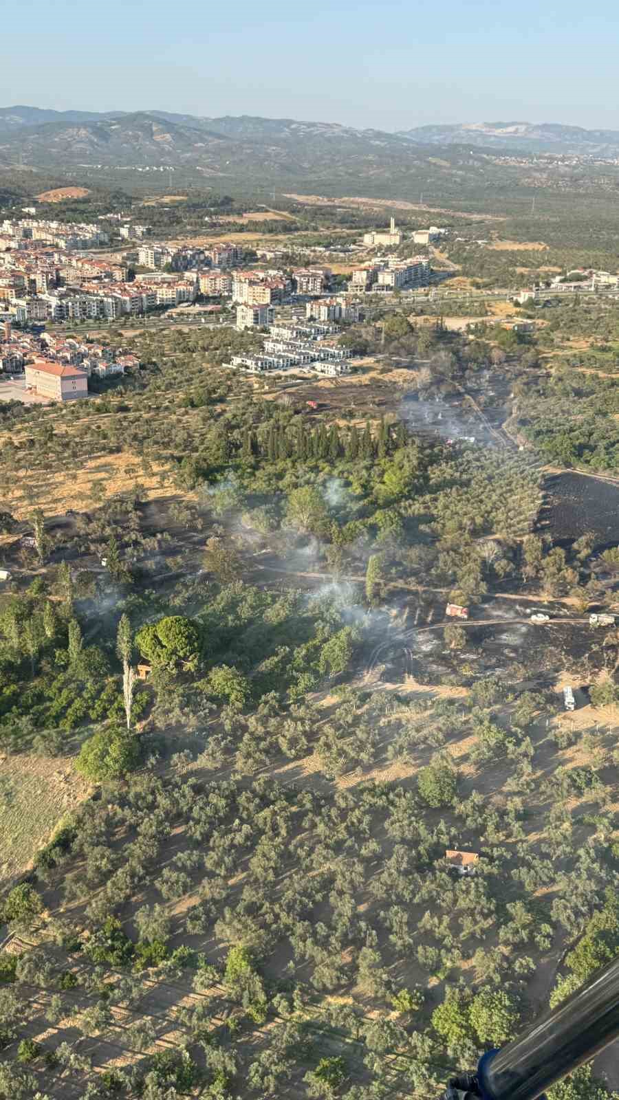Edremit’te tarım arazisinde çıkan yangın korkuttu